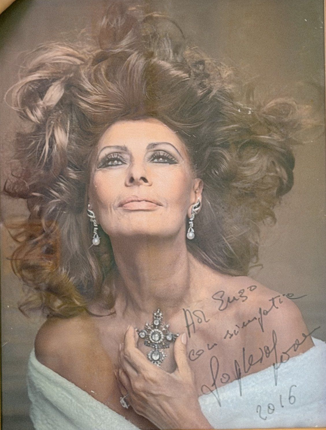 Fotografia con dedica autografa ad Enzo, firmata Sophia Loren, 2016